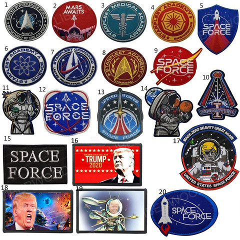 Parche bordado de estrellas de los Estados Unidos, insignia de viaje militar táctica USSF, de la fuerza espacial de Donald Trump ► Foto 1/6