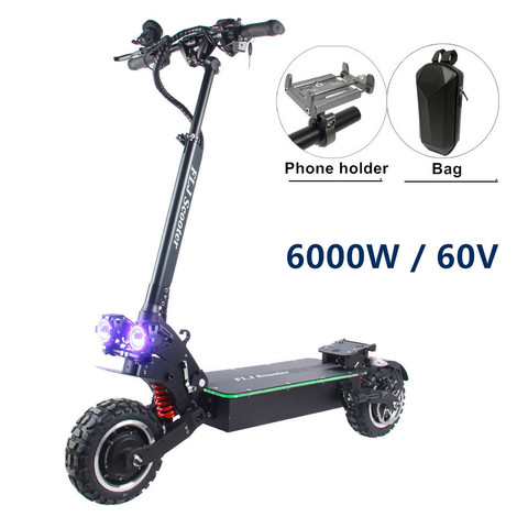 FLJ-patinete eléctrico de doble motor, 6000W/60V, con batería de carga rápida, 11 pulgadas, doble conducción ► Foto 1/6