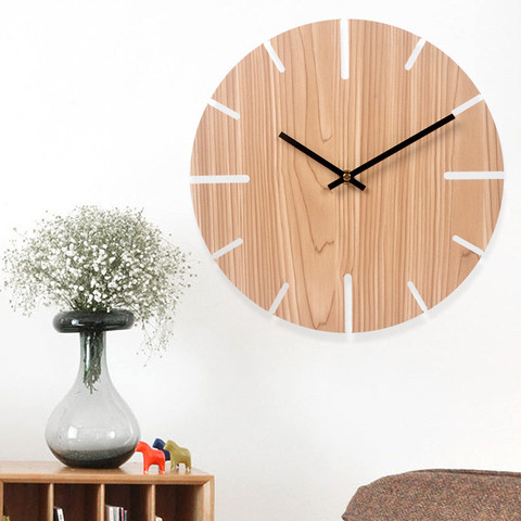 Reloj de pared de madera sólida para decoración del hogar, cronógrafo de estilo nórdico, Retro, silencioso, para pasillo, sala de estar y cafetería ► Foto 1/6