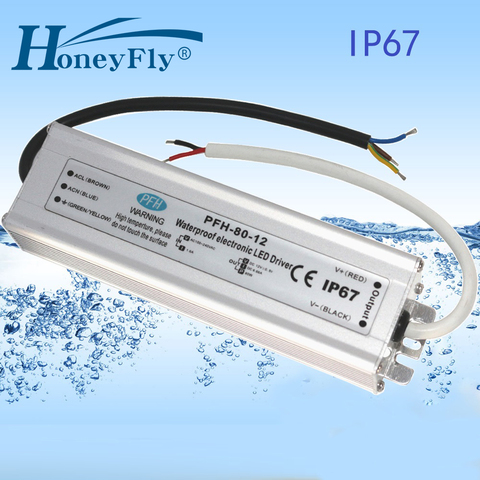 HoneyFly-controlador LED a prueba de agua para luces Led, controlador LED a prueba de agua IP67 de 80W, 12V24V36V48V, adaptador AC DC, fuente de alimentación LED transformable de 80-265V ► Foto 1/6