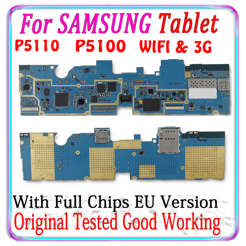 100% Original desbloqueado placa base para Samsung Galaxy Tab 2 10,1 P5100 3G P5110 placa base con WIFI versión UE placa lógica con las papas fritas. ► Foto 1/2