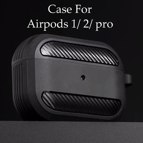 Funda para Apple Airpods pro, funda de fibra de carbono para auriculares, accesorios inalámbricos para Bluetooth, funda para Airpods 2 3 con gancho ► Foto 1/6