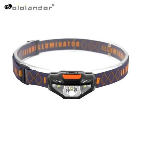 SOLOLANDOR-Mini linterna de cabeza, linterna LED COB impermeable de 3 modos, linterna frontal con diadema, uso con batería AA ► Foto 1/6