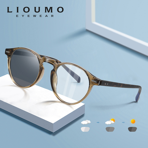 LIOUMO-gafas redondas para ordenador para hombre y mujer, lentes de Color cambiantes con bloqueo azul, gafas fotocrómicas ► Foto 1/6