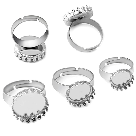 Base de anillo en blanco de acero inoxidable 316 de alta calidad, accesorios para joyería, cabujones de cristal DIY de 12, 15 y 20mm, 10 Uds. ► Foto 1/3