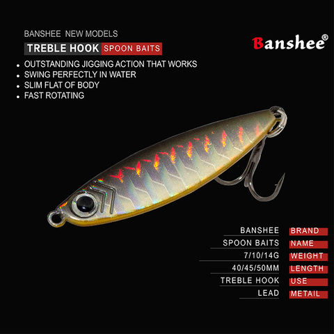 Banshee de Metal Vib pesca señuelo de trucha cuchara carnada cebo giratorio fundido plantilla cuchara 7g 10g 14g costa de cable de Jigging mar bajo ► Foto 1/6