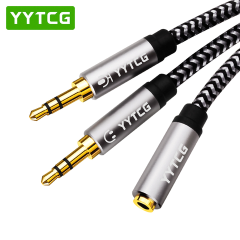 Separador de auriculares YYTCG para ordenador, adaptador de Cable divisor de Audio Y micrófono hembra a 2 macho de 3,5mm para PC, 3,5mm ► Foto 1/6