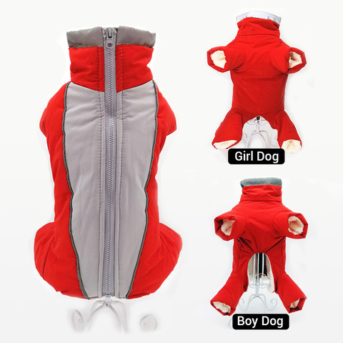 Monos de invierno para perros, mono impermeable cálido para mascotas, pantalones para hombre/mujer, ropa reflectante para perros pequeños, chaqueta de plumas para cachorros ► Foto 1/6