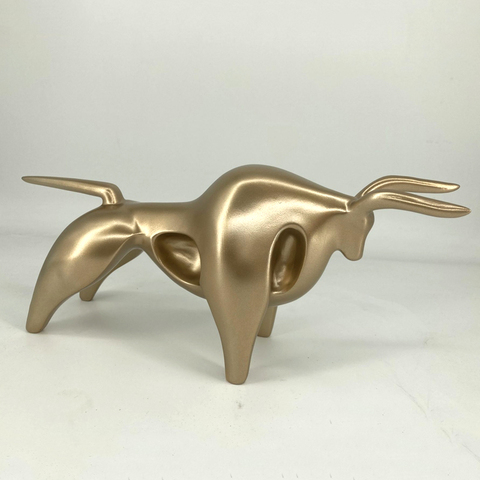 Estatua de becerro dorado abstracta moderna, decoración de resina, accesorios para el hogar, regalo, escultura geométrica de Taurus, arte para decoración de ganado, Toro, buey ► Foto 1/6