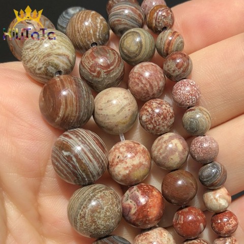 Cuentas espaciadoras sueltas redondas de jaspe de colores a rayas de piedra Natural, accesorios de pulsera para fabricación de joyas, 15 '', 4, 6, 8, 10, 12mm ► Foto 1/6