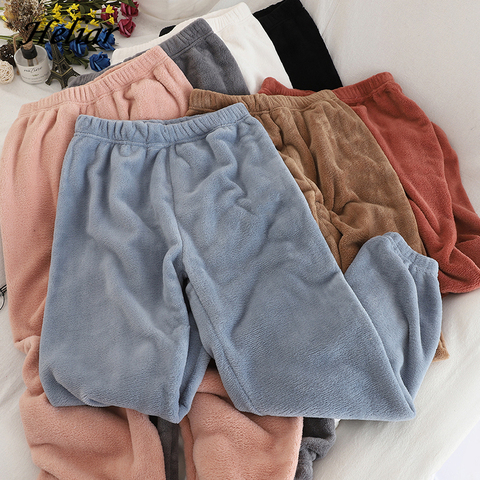 Heliar-pantalones de Pijama de terciopelo para mujer, pantalón de lana cálido, informal, con cintura elástica, para el hogar, para invierno, 2022 ► Foto 1/6