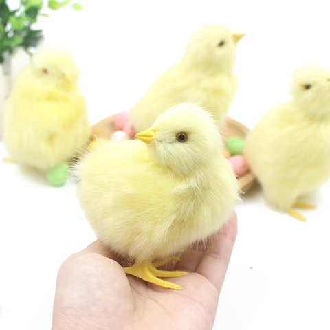 Polluelo de Pascua en miniatura para decoración del hogar, polluelo de juguete de simulación de pollito de Pascua en miniatura, Fiesta de Pascua ► Foto 1/6