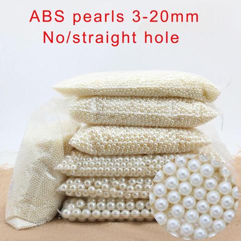 3-20mm agujero de acrílico redonda ABS cuentas imitación de perlas encanto suelta collar de perlas de pendientes de sombrero de fabricación de la joyería ► Foto 1/6