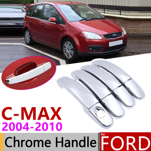 Para Ford C-MAX C MAX MK1 2004 ~ 2010 cubierta cromada de manija de puerta accesorios de coche pegatinas Set de molduras de 4 puerta 2005, 2006, 2007, 2008, 2009 ► Foto 1/6