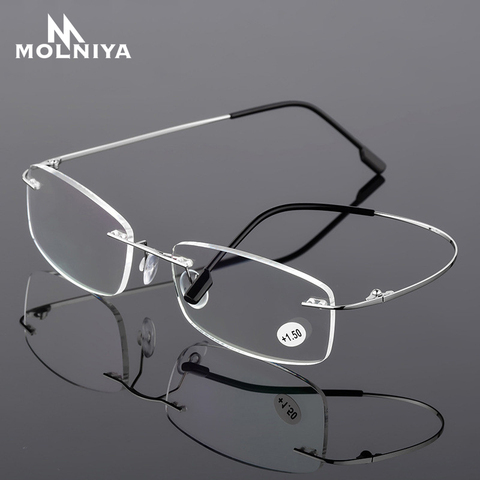 Gafas de lectura TR90 de titanio sin montura para hombres y mujeres, ultralivianas, para leer, presbicia + 2022 + 1,0 + 1,5 a + 2,0 + 3,5 ► Foto 1/6