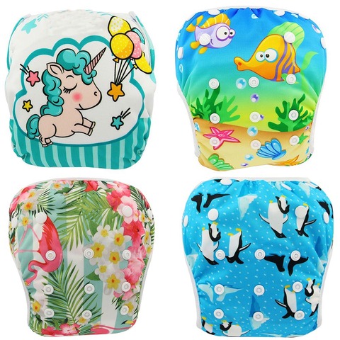 Pañales de natación para bebés Ohbabyka pañales de tela ajustables impermeables pantalones para piscina cubierta de pañales lavables reutilizables para bebés ► Foto 1/6