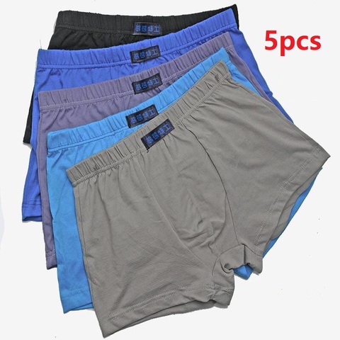 5 unids/lote 6XL 110KG 100% Boxer de algodón de ropa interior de los hombres cuatro calzoncillos cortos de los hombres boxeadores pantalones cortos transpirable puro color al azar ► Foto 1/6