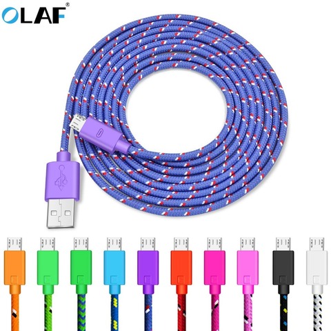 La OLAF de Nylon Cable micro-USB trenzado 1 m/2 m/3 m sincronización de datos Cable de cargador USB para Samsung HTC LG huawei xiaomi Android Cables de teléfono ► Foto 1/6