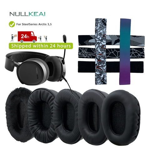 NULLKEAI-almohadillas para los oídos de cuero grueso para SteelSeries Arctis 5/3, funda de cojín de esponja con memoria de auriculares ► Foto 1/6