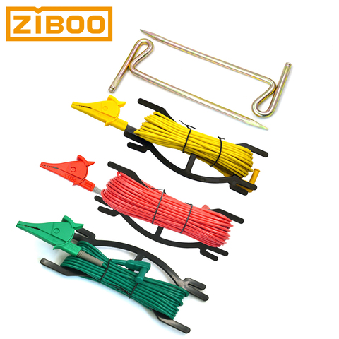 ZIBOO UT-L35 Kit de prueba de tierra con clavo de tierra, uso para probador de resistencia de tierra, prueba de tierra, con conector Banana de 4mm. ► Foto 1/6