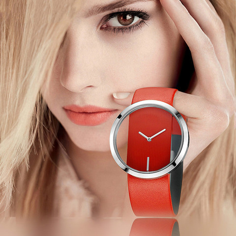 Relojes de marca Top, relojes de pulsera de lujo para mujer, relojes de pulsera de cuero transparente para mujer, reloj femenino ► Foto 1/1