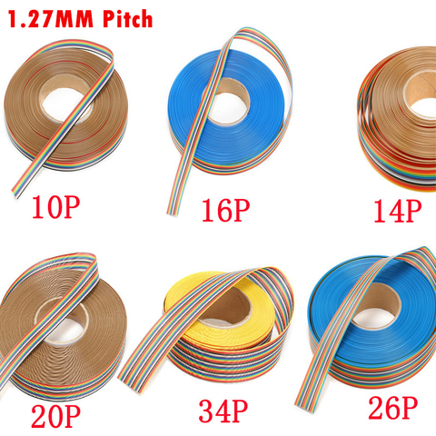 Cable plano cinta color paso 1 metros 1,27mm 10P 14P 16P 20P 26P 34P 40P 50P Pin arco iris para conector FC dupont ► Foto 1/6