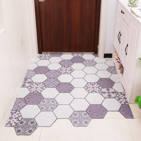 Felpudo de estilo europeo del Este, alfombra antideslizante de PVC con lazo de seda para puerta de entrada, para cocina, con forma Irregular personalizada ► Foto 1/6