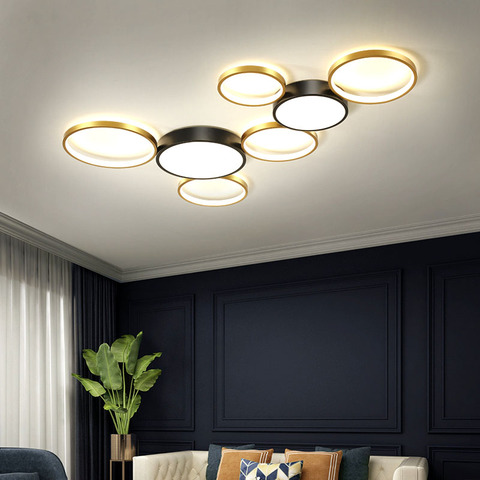 Lámpara de techo LED nórdica moderna para sala de estar lámpara de dormitorio, candelabro LED para restaurante, lámpara de hotel redonda, venta directa de fábrica ► Foto 1/6