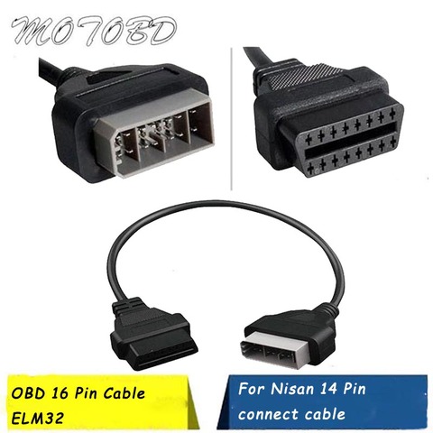 Interfaz de diagnóstico OBD II para coche Nisan, Cable de 14 pines a 16 Pines, adaptador de 16 Pines, funciona para vehículos ► Foto 1/6