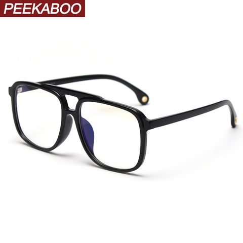 Peekaboo-gafas grandes TR90 para hombre y mujer, lentes cuadradas y negras con marco ópticas transparentes, antiluz azul, accesorios retro ► Foto 1/6