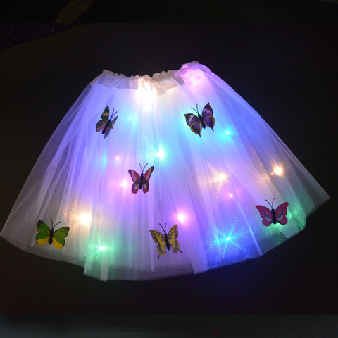 Falda LED con luz de mariposa brillante, Fiesta de Luces de flores para tutú, decoración para el hogar, cumpleaños, boda, regalo de Pascua, ropa para niña de 2 a 8 años ► Foto 1/6