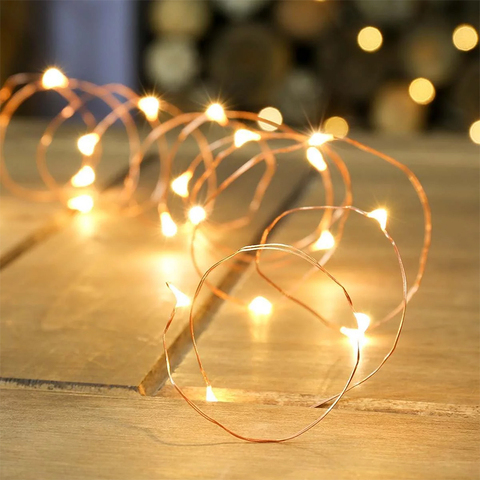 Iluminación al aire libre 2 M 3 M 5 M 10 M LED alimentado por batería de plata cadena de luces de hadas guirnalda de Navidad de vacaciones, fiesta de boda ► Foto 1/6