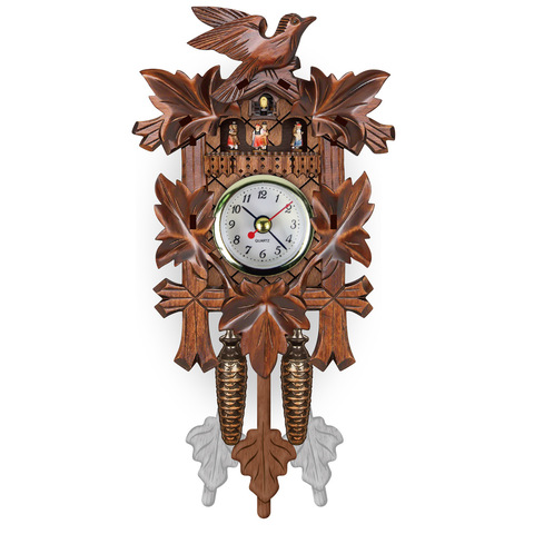 Estilo retro decorativa para el hogar pájaro Reloj de pared de madera colgante reloj de cuco habitación reloj de péndulo de reloj de arte para la nueva casa ► Foto 1/5