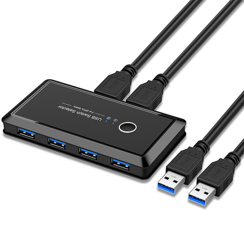 HUB USB con interruptor de 4 puertos USB 3,0 2,0 conmutador 2 uds compartir 4 Dispositivos para teclado ratón impresora Monitor USB compartir Hub ► Foto 1/6