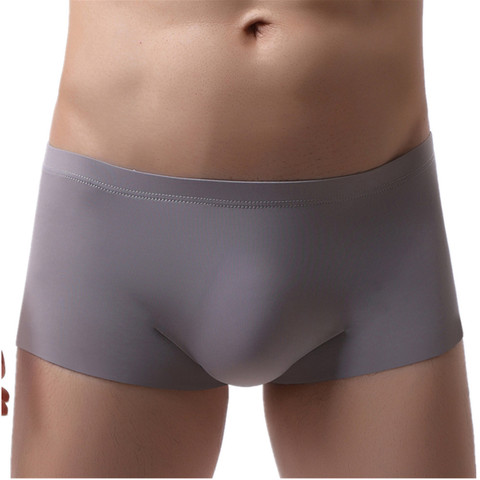 Ropa interior Sexy para hombre, bóxer de seda fría, bragas sin costuras, sólido, Delgado, de tiro medio, Cueca, Calzoncillos, S-XL ► Foto 1/6