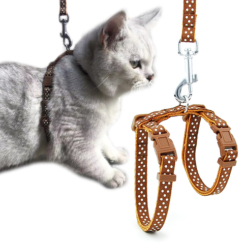 Arnés para gato, Collar de perro, correa ajustable de nailon para mascotas, tracción para gatos, gatos, cuello Halter, productos para gatos, cinturón reflectante para mascotas ► Foto 1/6