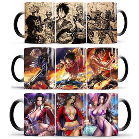 Tazas de café VIP de una pieza, taza de té creativa con cambio de Color, Luffy, Zoro, Anime, regalos de novedad, 350ml ► Foto 1/6