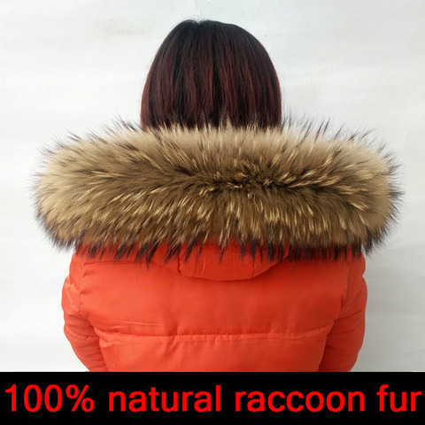 Bricolaje natural collar de piel de calidad de 5A real Cuello de piel de mapache para abrigo bufanda ► Foto 1/1