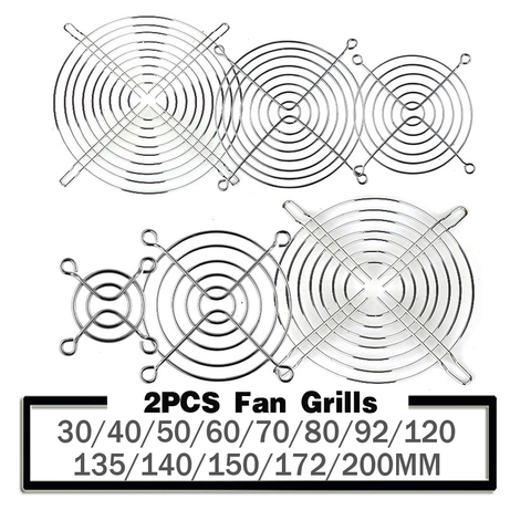 Protector de red metálica para ventilador, rejilla protectora para rejilla de 30mm, 40mm, 50mm, 60mm, 70mm, 80mm, 90mm, 120mm, 135mm, 140mm, 150mm, 170mm, 200mm, 2 uds. ► Foto 1/4