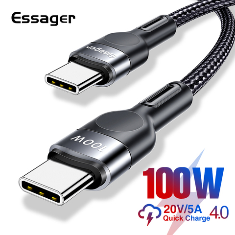 Essager-Cable USB tipo C de 100W para Macbook, Samsung y Xiaomi, Cable de carga rápida USB-C PD, 3M ► Foto 1/6