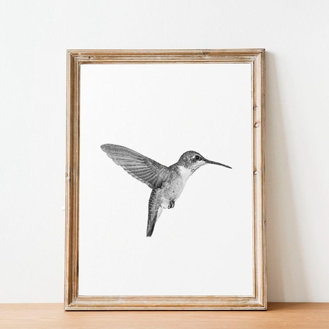 Estampado de aves, cuadro minimalista de Arte de pared, lienzo, pintura en blanco y negro, colibrí, fotografía, póster escandinavo, decoración del hogar ► Foto 1/6