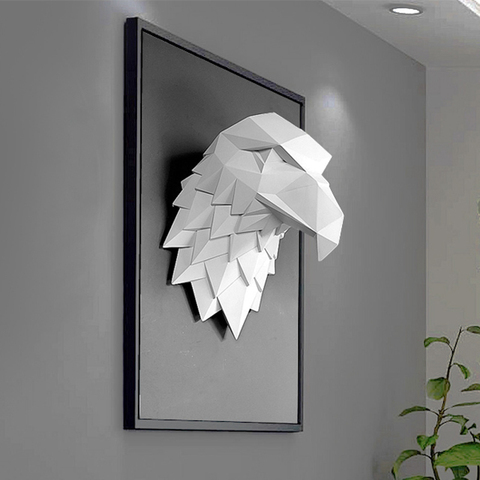 Estatua cabeza de águila 3D, accesorios de decoración del hogar, escultura abstracta de Animal, estatua de decoración para colgar en la pared, Mural para sala de estar, arte artesanal ► Foto 1/6