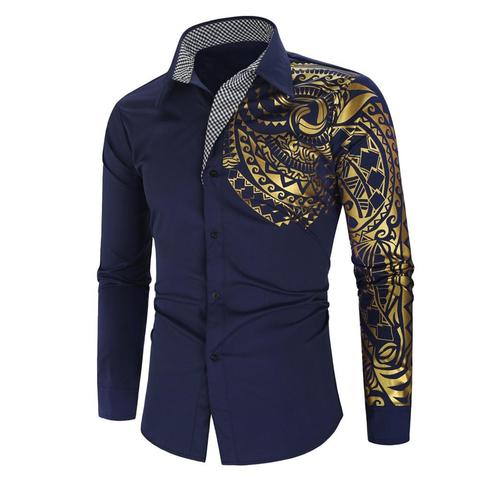 Camisa de lujo de manga larga para hombre, Camisa Masculina de estilo moderno para Club público ► Foto 1/6