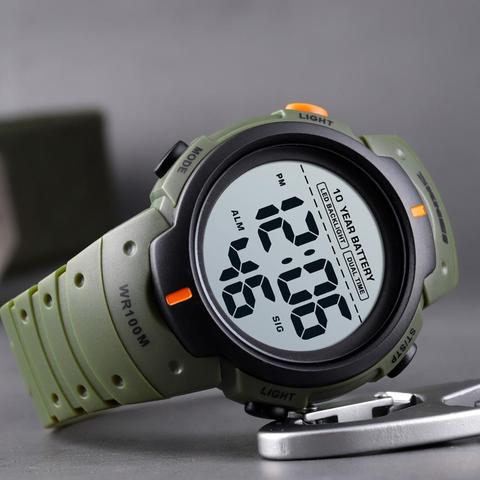 SKMEI-relojes deportivos al aire libre para hombre, reloj de pulsera Digital de 100M, resistente al agua, cronómetro de 2 horas, reloj despertador, masculino ► Foto 1/6