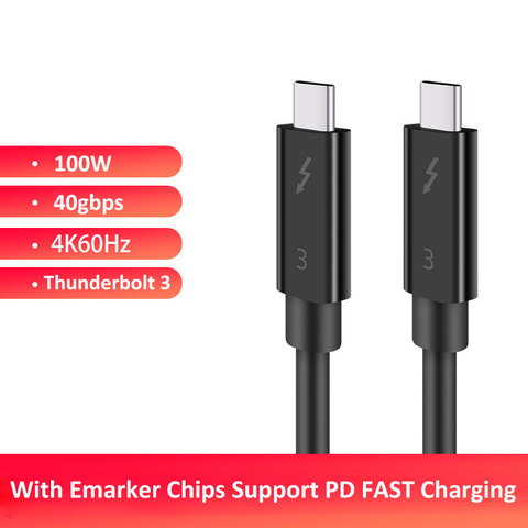 USB C a USB-C Cable PD 100W Thunderbolt 3 certificado 40Gbps tipo C a C USB3.1 rápido de Cable para Macbook Pro de carga rápida ► Foto 1/6