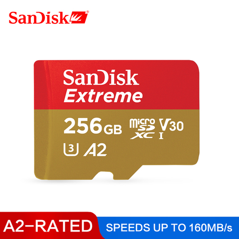 SanDisk-tarjeta Micro SD con 256GB tarjeta TF Flash de 128GB, 64GB, tarjeta Micro SD UHS-I, U3 Class10, V30, A2, para gopro, 4K, UHD, vidéo ► Foto 1/6