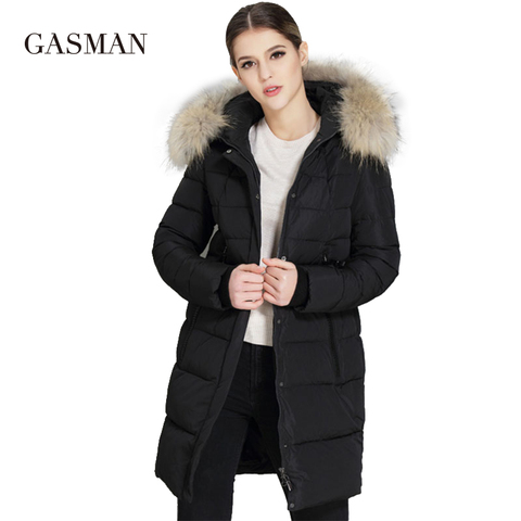 GASMAN 2022 de las mujeres de invierno chaquetas abrigos de marca con capucha Parka y mujeres abrigo de piel Natural Collar de talla grande 6XL 6012 ► Foto 1/5