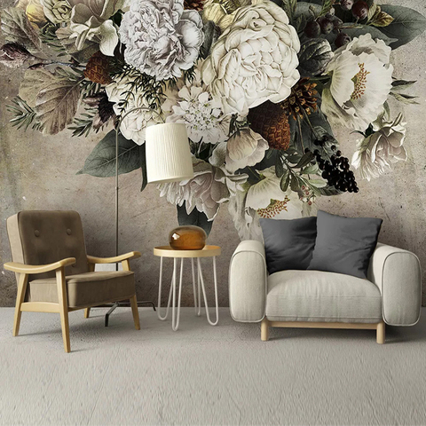 Papel tapiz de Mural personalizado de estilo europeo, Arte Floral Retro para pared, pintura para sala de estar, dormitorio, decoración de pared para el hogar ► Foto 1/5