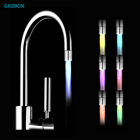 Luminoso cambiando colore boquilla para grifo de agua del rociador de agua brillante luz led frontal resplandor grifo de cocina Filtro de acceso a baño ► Foto 1/6