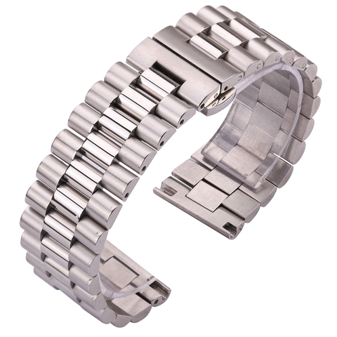 Correa de acero inoxidable para hombre y mujer, 22mm, 21mm, 20mm, 18mm, 16mm, brazalete de Metal sólido, correas de reloj de plata, accesorios ► Foto 1/6